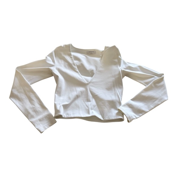 Aritiza Babaton Contour V-Neck Longsleeve Body-hugging V-neck Longsleeve White - Picture 4 of 5